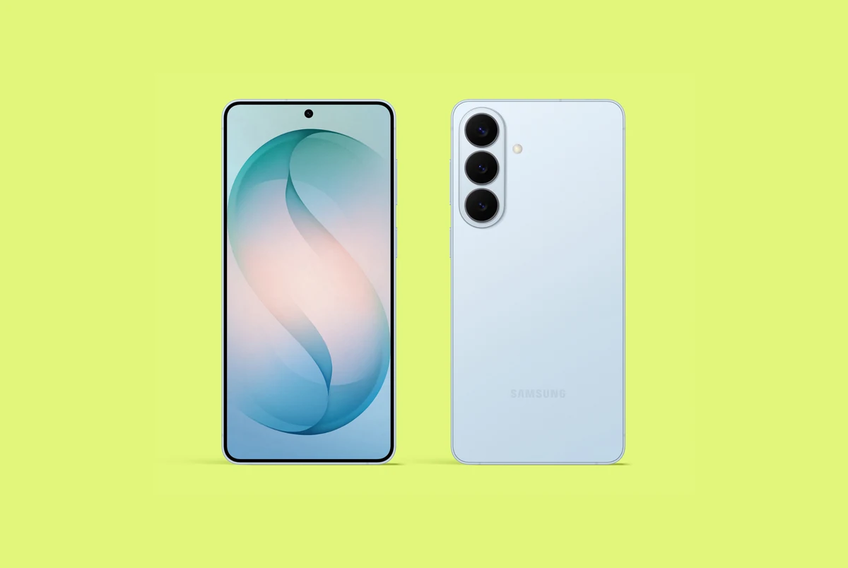 Front and rear views of the Samsung Galaxy S26, showing the display and rear camera array.