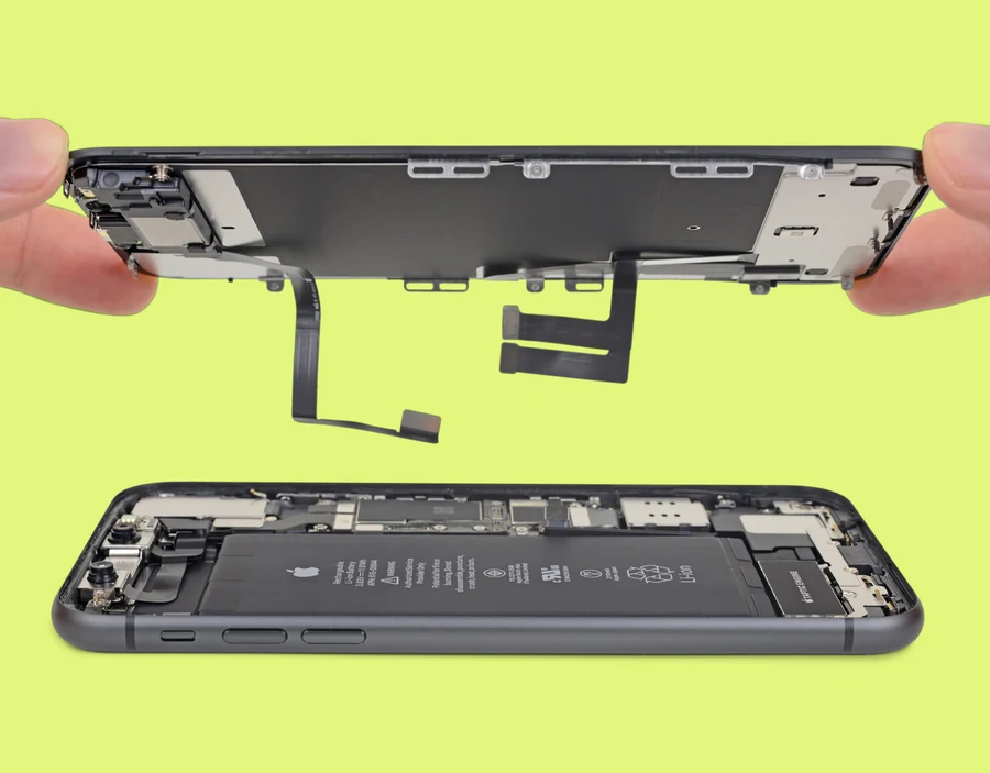 An image of the iPhone open with the screen removed